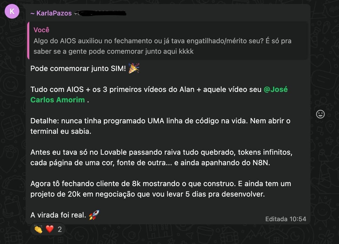 Print do depoimento de Karla Pazos